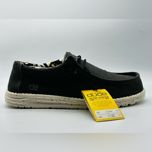 HEY DUDE Men Wally Stretch Black Size 9 lace up loafers men - Picture 15 of 16